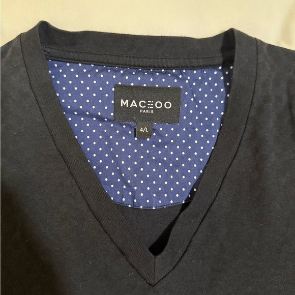 Maceoo Long Sleeve V-Neck Shirt- Jacquard Square Black - Picture 2 of 8